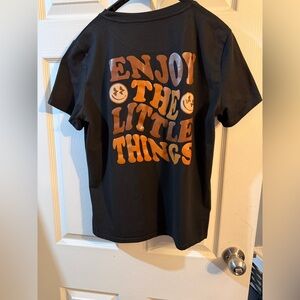 Kids Black Tee with Orange Graphic "Enjoy The Little Things"